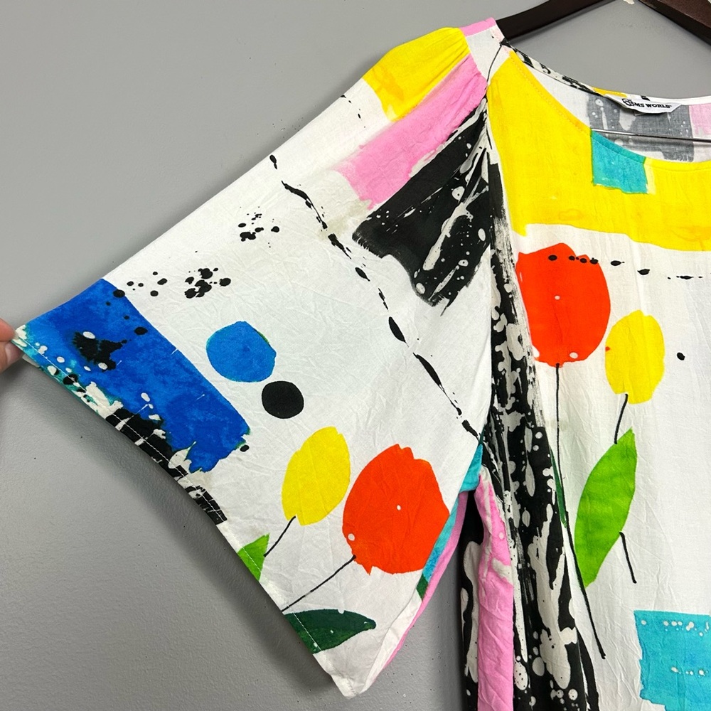 Jams World Hattie Shift Dress Women’s Sz M Tweet Print Colorful Abstract Hawaii - Picture 3 of 8